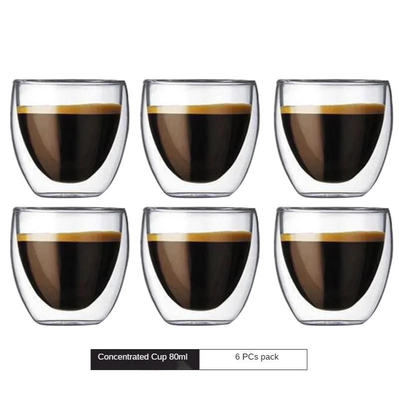 

Двойной кофейный набор 80 мл/150 мл/350 мл, термостойкое стекло, латте, подвесные чашки для кофе мокко, эспрессо, кофе, домашние чашки с защитой от ожогов 80 2Pcs(80ML)
