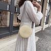 Yogodlns litterære strå strå rund veske for kvinner Sommer vevd crossbody veske Reiseferie Strandvesker Casual Rattan Straw Tote