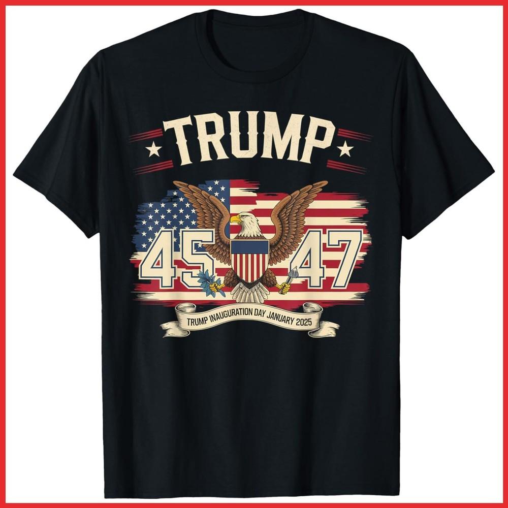 President Donald Trump Inauguration Day 2025 Memorabilia Black Cotton T-Shirt Unisex T-Shirt XL