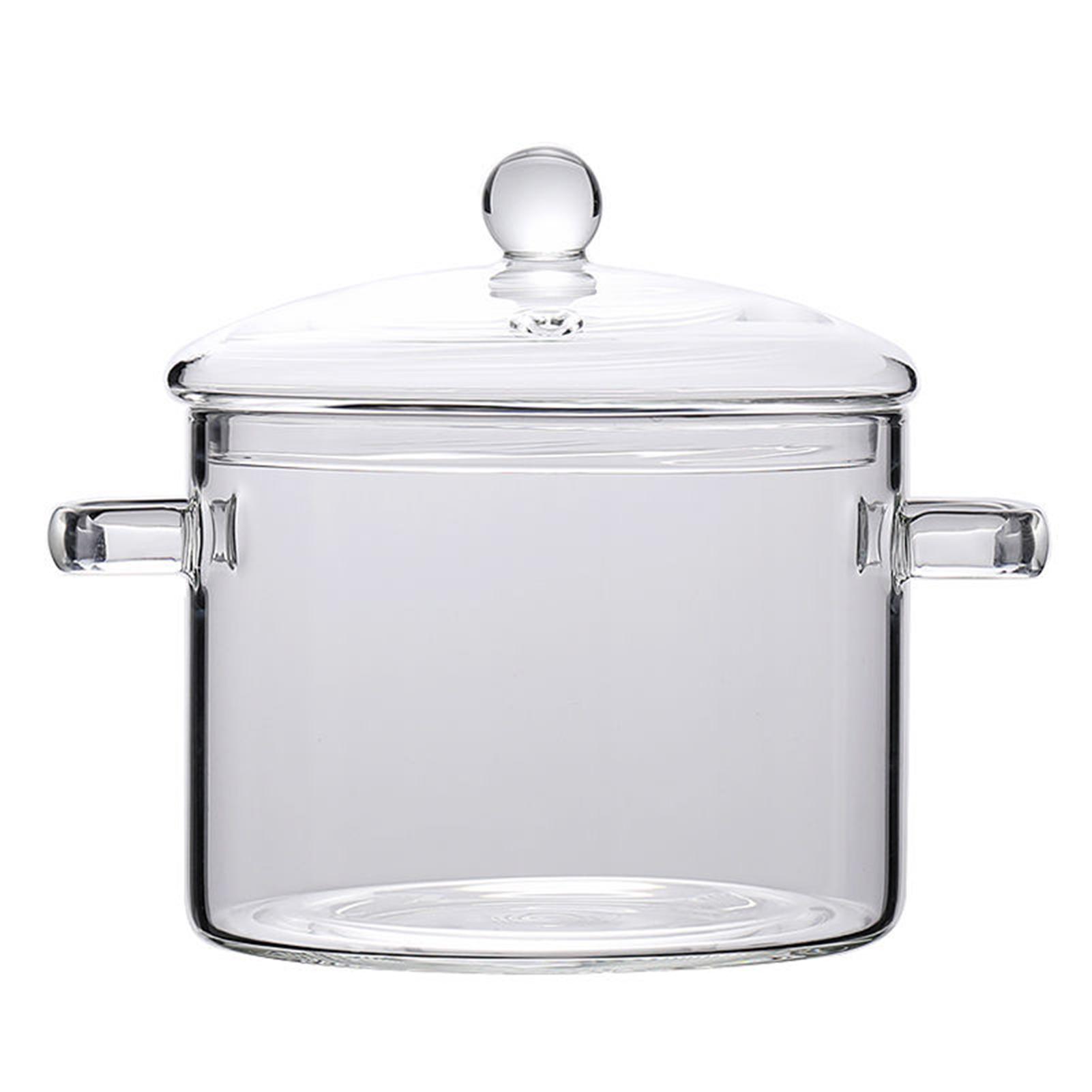 

1500ml Clear Stew Pots for Cooking Dust-proof Ergonomic Simmer Pot with Handle design for Use on Open Flames and Gas Stovetops