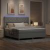 Box Spring Bed with LED Light Strips Light Gray 180 X 200 Cm Fabric