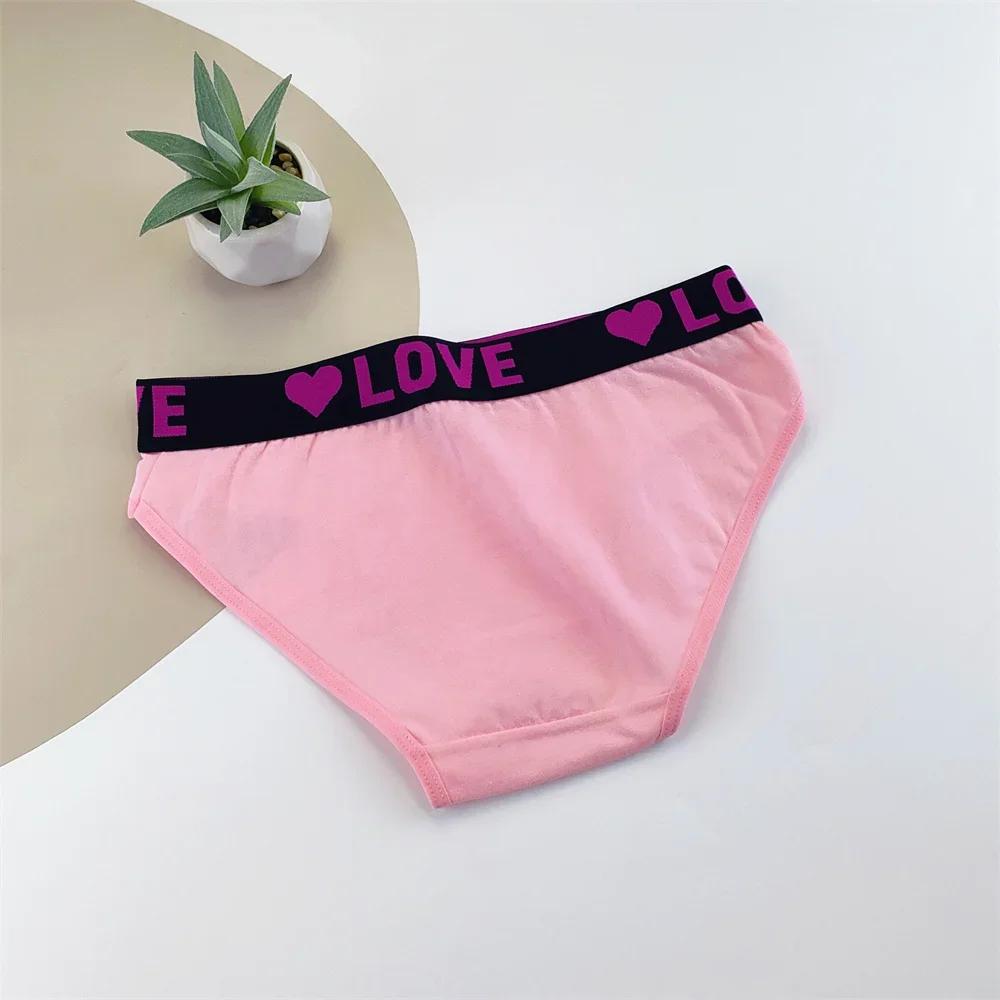 6Pcs Sweet Heart Cotton Panties Women High Quality Cute Cartoon Female Girls Briefs Breathable Mid-waist Ladies Sexy Underpants