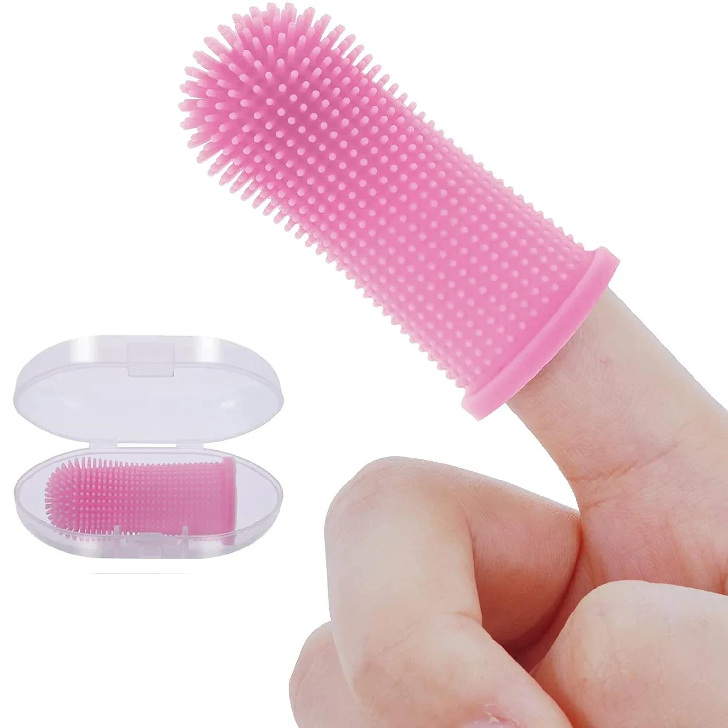 

1PCS Super Soft Dog Finger Toothbrush Teeth Cleaning Bad Breath Care Nontoxic Silicone Tooth Brush Dog Cat Tool Pet Supplies розовый