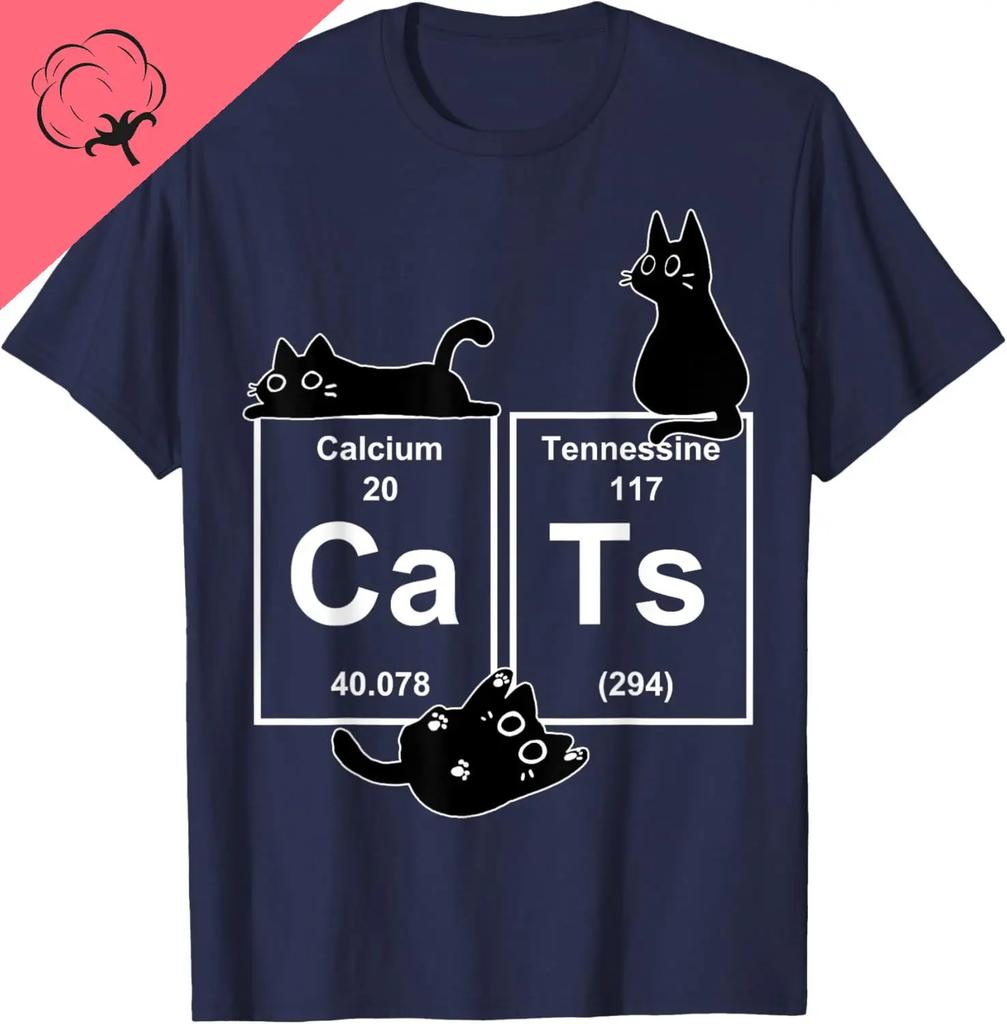 Cat Chemistry Periodic Table Funny Gifts For Cat Dad Cat Mom Tshirt Kawayi Short Sleeve Cotton Breathable Comfortable Camisas