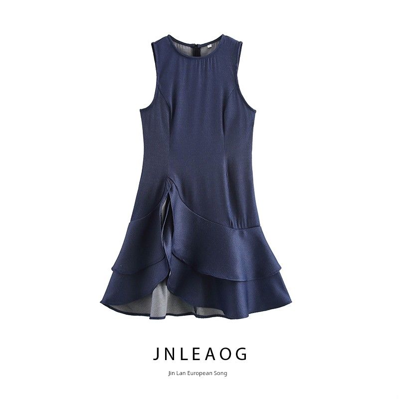 Jnleaog Autumn New Women's Clothing Fashion Style Stylish In Stock Asymmetric Ruffles Waist-Tight Dress