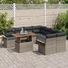 VidaXL Ensemble de canapé de jardin 9 pièces avec coussins gris en polyrotin et acacia 3349313