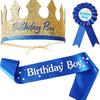 Birthday Sash & Crown Badge for Boyfriend or Husband Celebration - Party Decoration & Photo Props