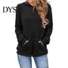 Warm Long-sleeve Sweater Women Knitted Hooded Long Sleeve Loose Fit Ribbed Knitting Pullover Tops with Pockets Casual Solid Color Autumn Knitwear