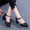 Cresfimix Sapatos Femininas Women Cute Black Pu Leather Spring Office Square Heel Shoes Lady Fashion Pumps Zapatos De Mujer A288