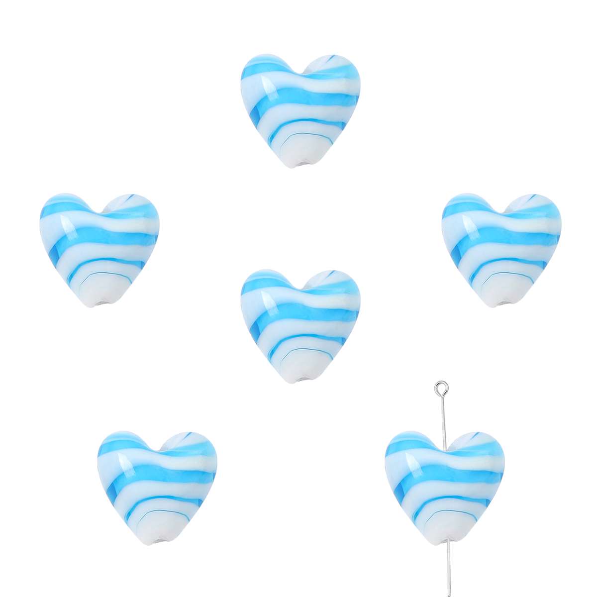 

2 шт. глазурованные бусины в виде сердца любви стеклянные бусины-разделители ручная роспись в полоску Шарм для изготовления ювелирных изделий DIY браслет серьги подарки ремесленные аксессуары бирюзовый