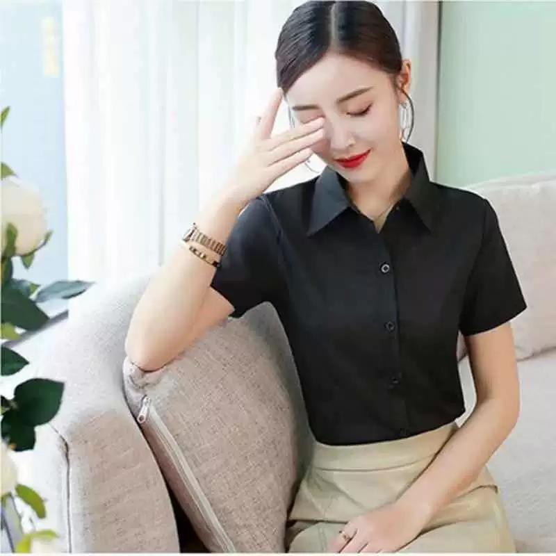 Women's Summer Large Size Casual Solid Color Simple Occupation Shirt Thin Section Temperament Commuter Blouse