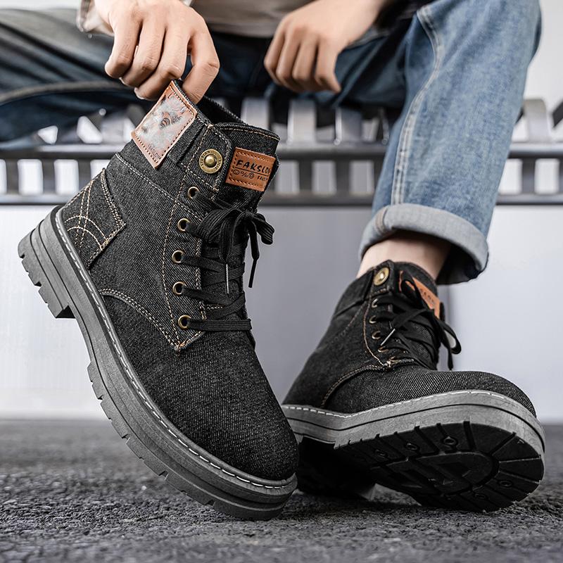 Men's High-top Denim Boots,Casual Sports Shoes, Trendy and Fashionable Men's Boots, Street Fashion Walking Boots and Men's Boots