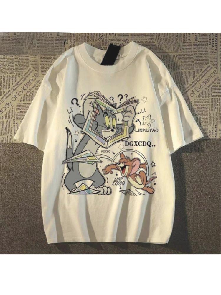 Potištěné tričko Tom a Jerry Pánské Dámské Letní Móda Ležérní Košile s Krátkým Rukávem Pohodlné Pánské Dámské Oblečení