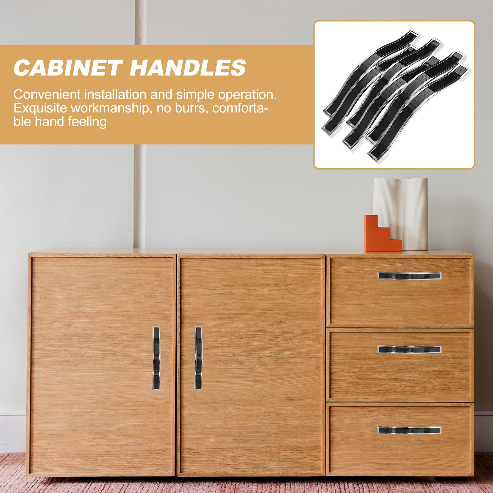 8pcs Drawer Pulls Handle Zinc Alloy Cabinet Knobs Black Kitchen Cabinet Handles Wardrobe Door Pulls Cupboard Drawer Hardware nero