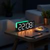 LED Digital Alarm Clock Atmosphere Light Date Teperature Week Display DST Snooze Table Clock 12/24H Brightness Adjustment