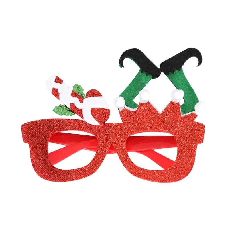 Happy New Year Glasses Frame Photo Props Snowman Xmas Santa Claus Tree Elk Party
