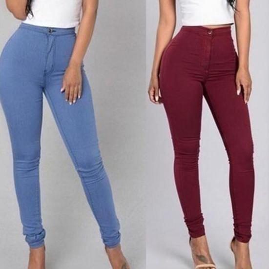 Women Pants Thin High Waist Solid Color Slim Fit Lady Pencil Trousers for Street Wear