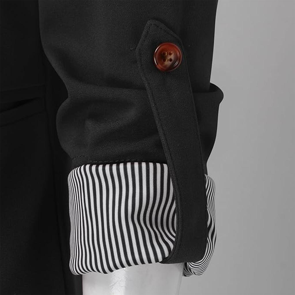 Women's Casual Fashion Solid Color Patchwork Lapel Long Sleeve Cardigan Coat