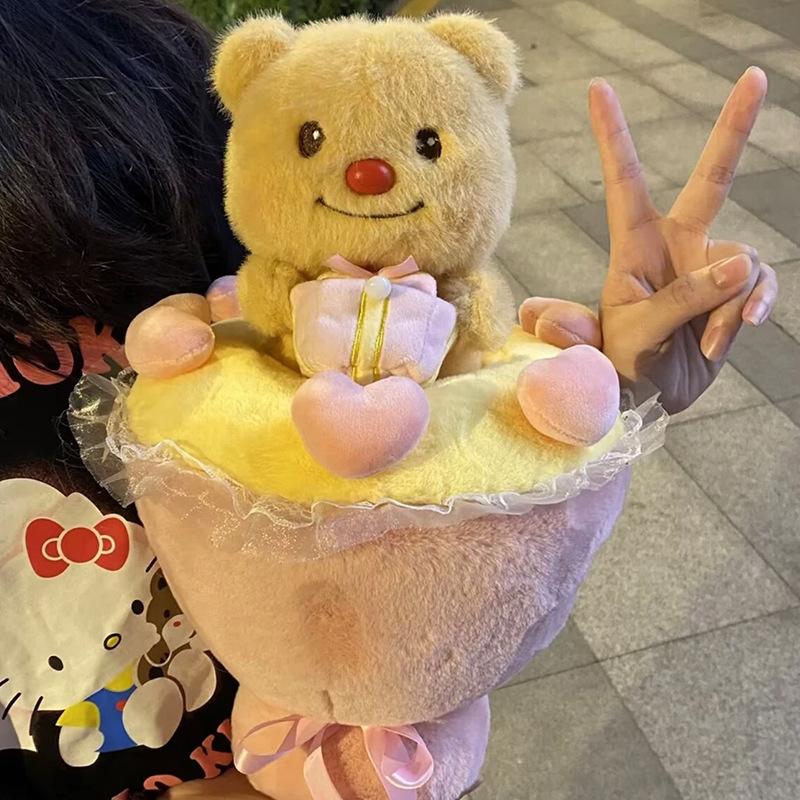 Butter Bear Doll Bouquet Graduation Season Birthday Gift for Girlfriend and Girlfriend