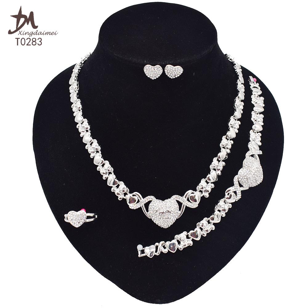 T0245 High Quality 14K Gold Plating Jewelry Women Jewelry Set 14k Gold Plating Diamond XOXO Jewelry Set