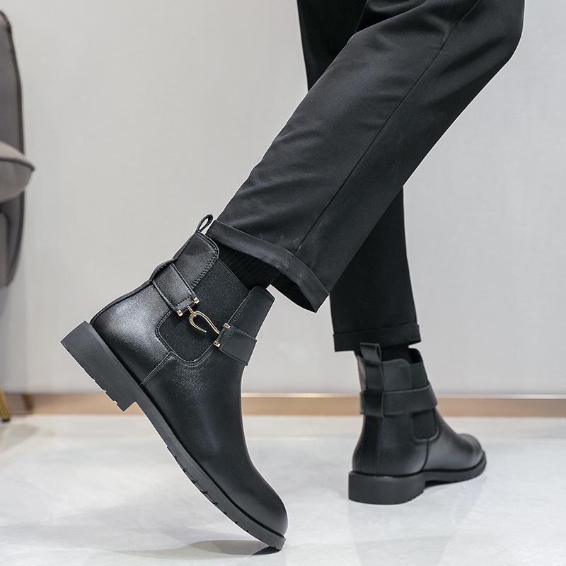 Fashion High Top Men's Leather Shoes Fashionable British Gentleman Style Outdoor Leisure Business Party DRESS Office Adult Shoes 38-46