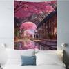 Japanese Street Train Scenery Sakura Cartoon Tapestry Art Science Fiction Room Home Decor Wall Hanging Home Decor