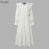 ZANZEA Women Casual V-Neck Solid Color Loose Long Sleeve Dress