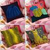 Yayoi Kusama Abstract Art Pumpkin Cushion Cover Anti-dustmite Pillowcase Invisible Zipper Silky Short Plush Sofa Cushion Cover