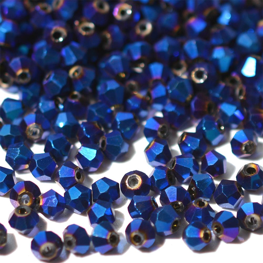 Kovová barva 100ks Průměr 4mm Bikonický tvar Pokovené Rakouské krystaly Skleněné korálky Volné Distanční korálky pro výrobu šperků
