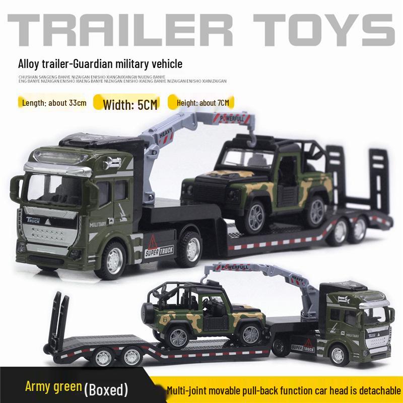 Children's Alloy Transport Toy: Pull-Back Fire Truck, Trailer, Tank & Excavator