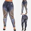 High-Waisted Plus Size Women's Faux Denim Leggings for Fitness & Yoga
