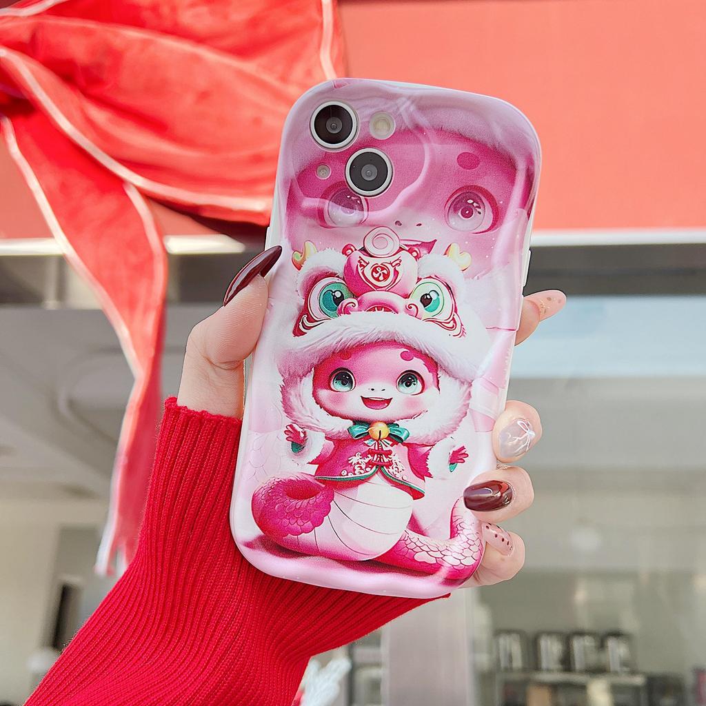 Silicone Case for Xiaomi Redmi Note 14 13 Samsung A56 A26 A36 Oppo A3 A5 Pro Tecno Spark 30C Funda Cartoon Snake New Year Cover Soft TPU Bumper