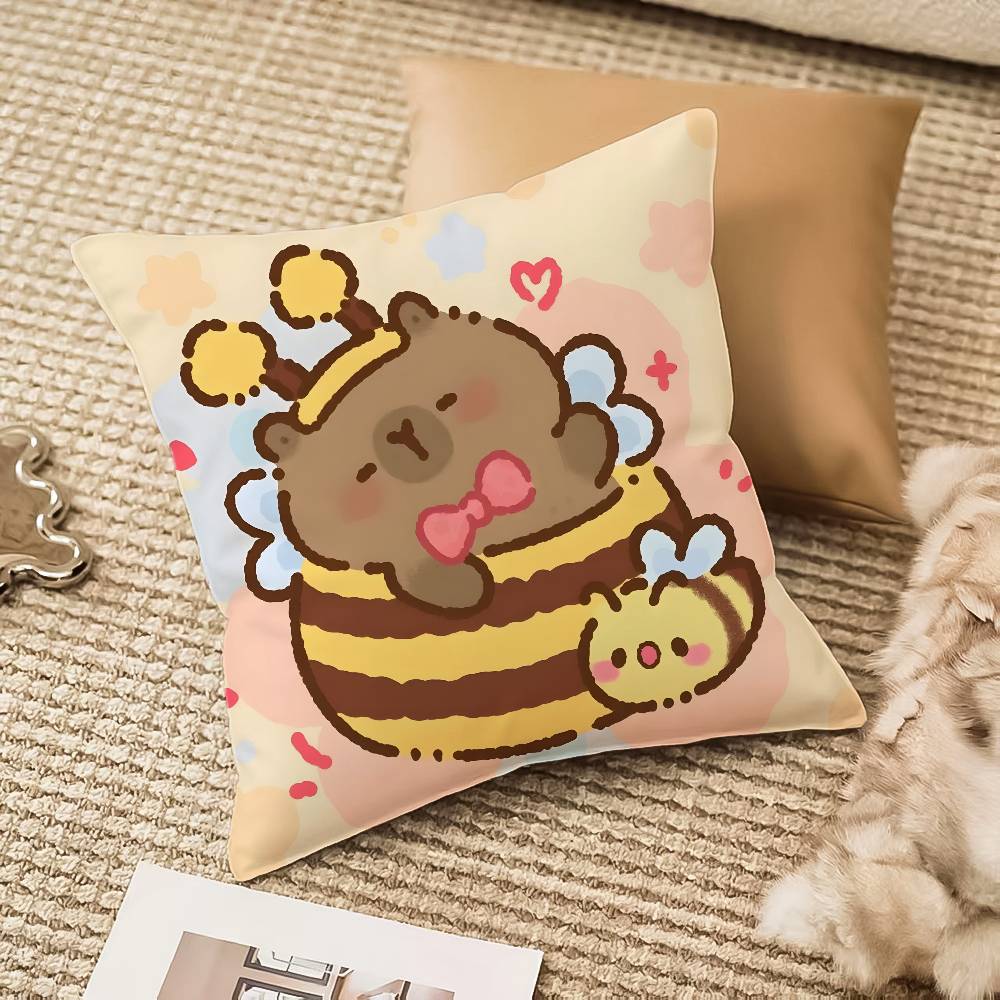 Cute Funny Kapibala Pillow Case Anti-dustmite Invisible Zipper Sofa Bed