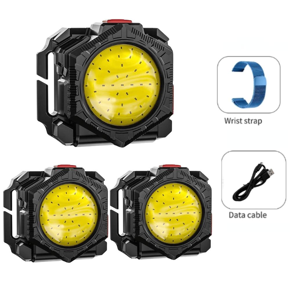 3 IN 1 Multifunctional COB Headlamp USB Rechargeable Wrist Light Outdoor Night Running Waist Bag Light Portable Fishing Belt Pack Light
