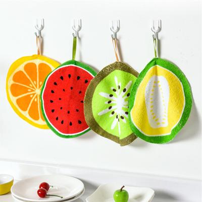 Hand Towels Cartoon Fruit Pattern Soft Absorbent Hanging Kitchen Bathroom Hand Towels