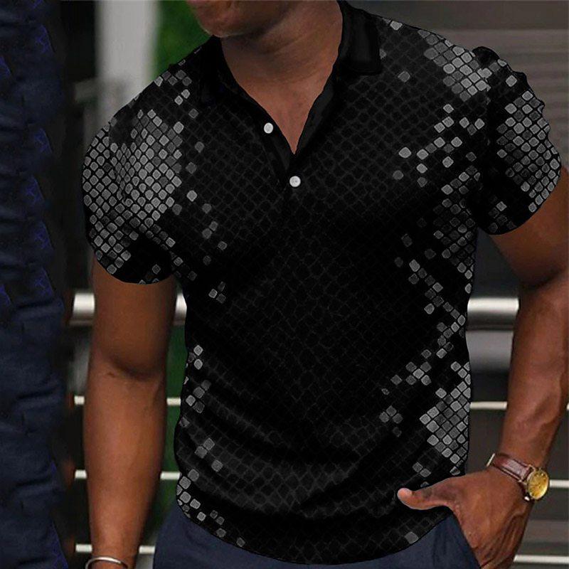 Men Polo Shirt Short Sleeve Dot Printing 3d Print Tops Fashion Polyester Breathable Comfortable Polos Shirts