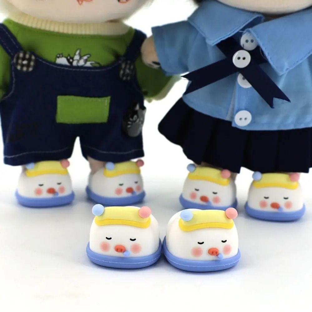 1 pair Hand-made Standing Cotton Doll Shoes Rubber Mini Doll Sandal  Cotton Stuffed Doll
