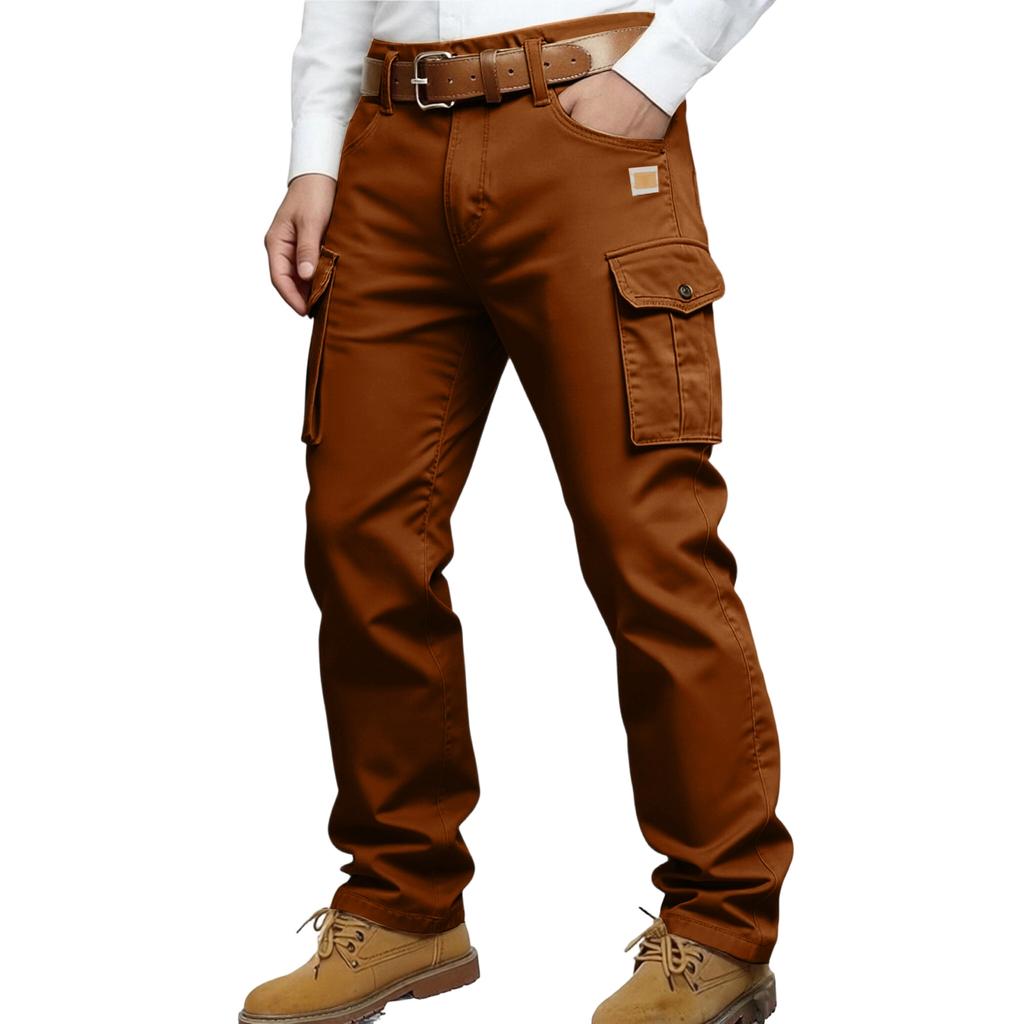 Men's Casual Retro Denim Work Pants In Straight Fit, Men's Multi-color Trousers