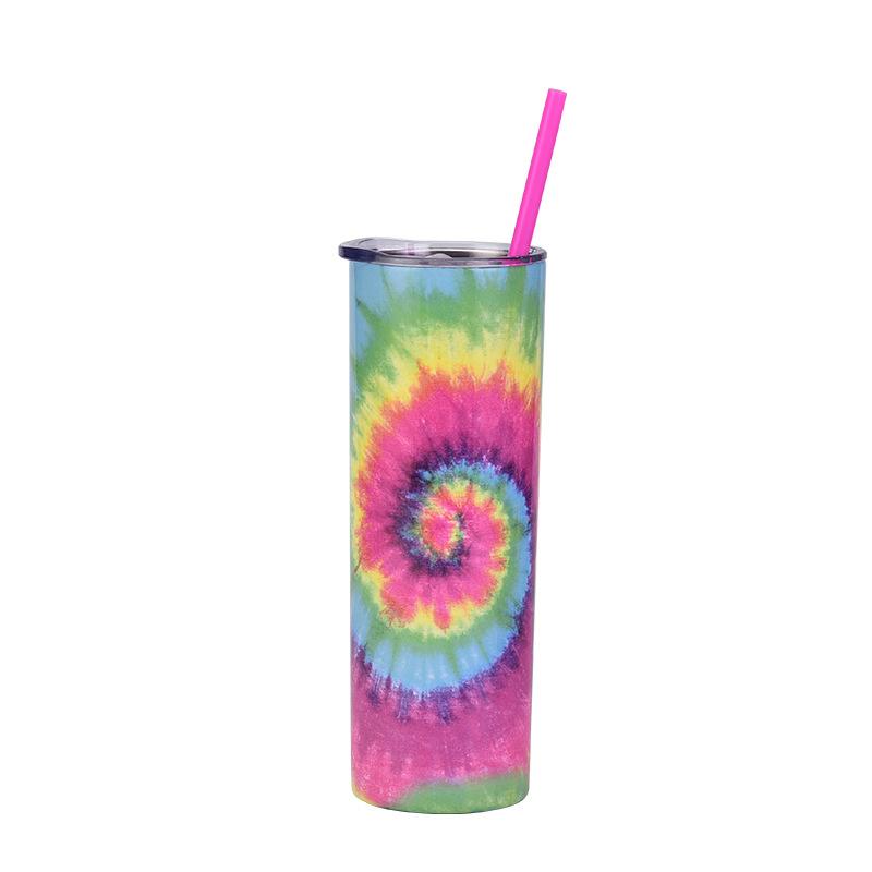 Stainless Steel Straight Cup Creative Skinny Cup Color Double Layer Tie-Dye Hot Sublimation Water Cup