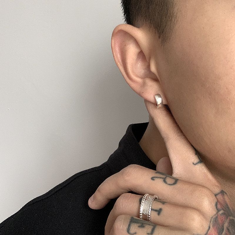 

Серьги из стерлингового серебра S925, мужские модные серьги-пусеты в холодном стиле Ins, ухаживающие за проколами ушей, женские хип-хоп серьги, гипоаллергенные, маленькие серьги-кольца Small size single [925 silver] (10.5mm diameter)