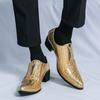 Blue Leather Shoes For Men British Style High-heeled Leather Shoes Slip On Business Formal Leather