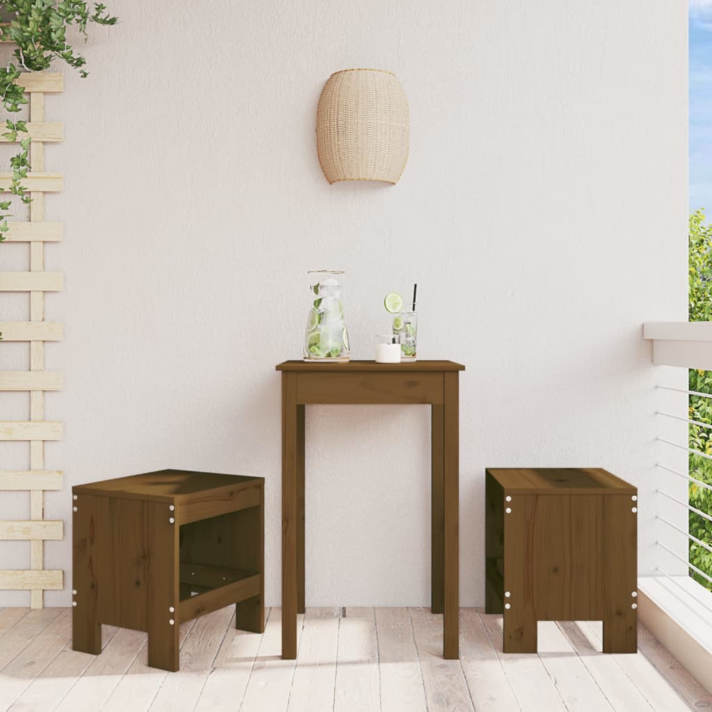 Garden Stool Set 2 pcs Honey Brown 40 x 36 x 45 cm Solid Pine Wood