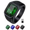 Stainless Steel 10*12mm Big Gemstone Rings for Man Rectangle Red Blue Green Black Onyx Agate Stone Signet Rings Jewerly Gift
