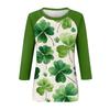 Women's  St. Patrick's Day Print Round Neck Three-Quarter Sleeve Top