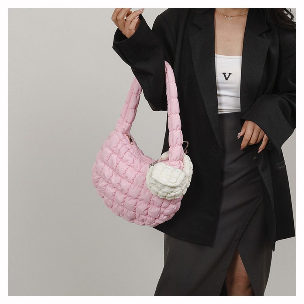 Solid Color Cloud Pleated Coin Purse Quilted Bag Pendant Fashion Card Bag  Bag Accessories