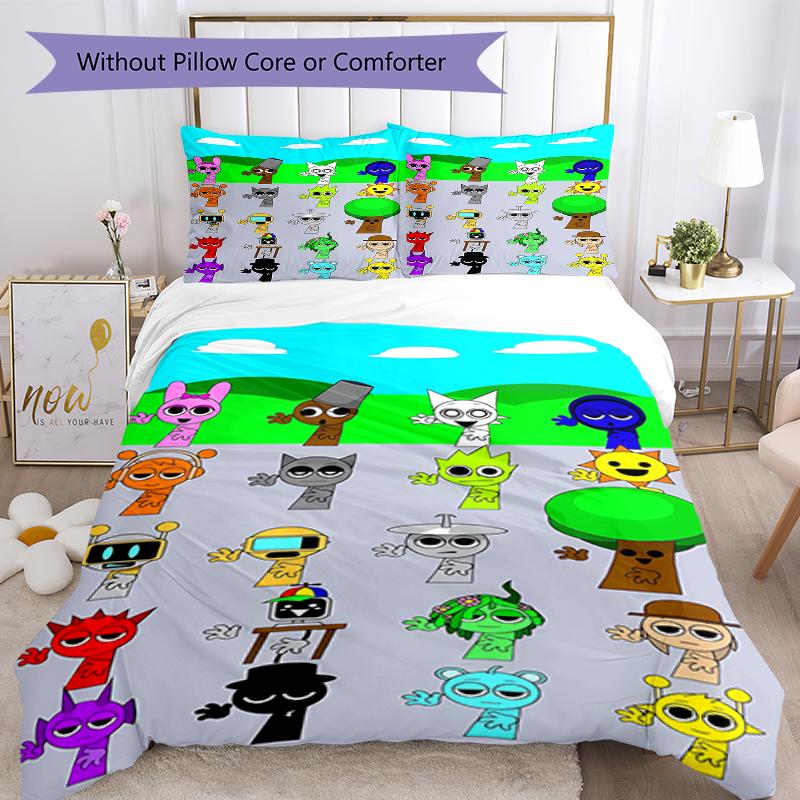 3pcs SPRUNKI9 Design Cover Set - HD Printed Bedding with 1 Cover and 2 Pillowcases - Perfect for Home and Dorm Decor