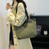 Large-capacity casual portable women's bag, simple corduroy solid color shoulder bag, fashionable trendy and messenger tote bag.