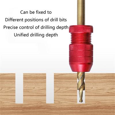 1PC Bohrerstoppkragen Bohrtiefenstopp für Bohrer Aluminium-Bohrerstopp für Holzbearbeitungs-Handwerkzeuge Rot