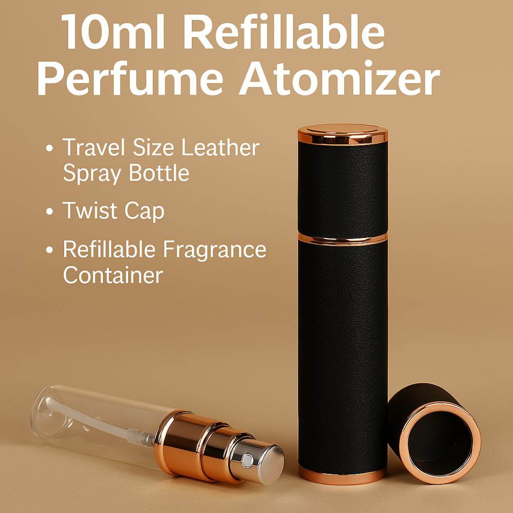 10ml Mini Perfume Bottle PU Leather Empty Cosmetic Containers New Spray Rotating Bottle Gift