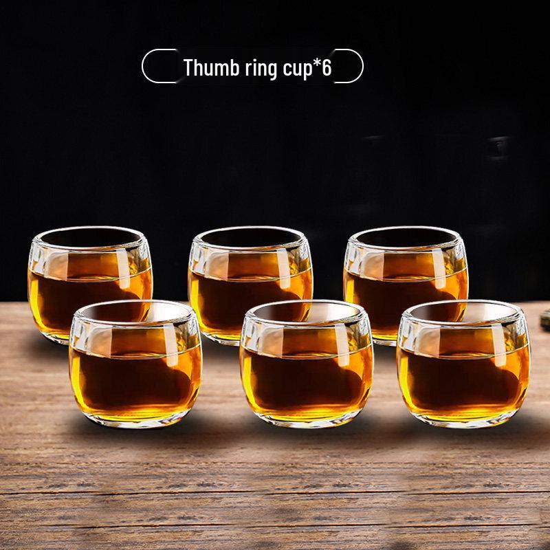 ZISIZ Transparent Ins Style Thumb Ring Glass Cups (Set of 6)